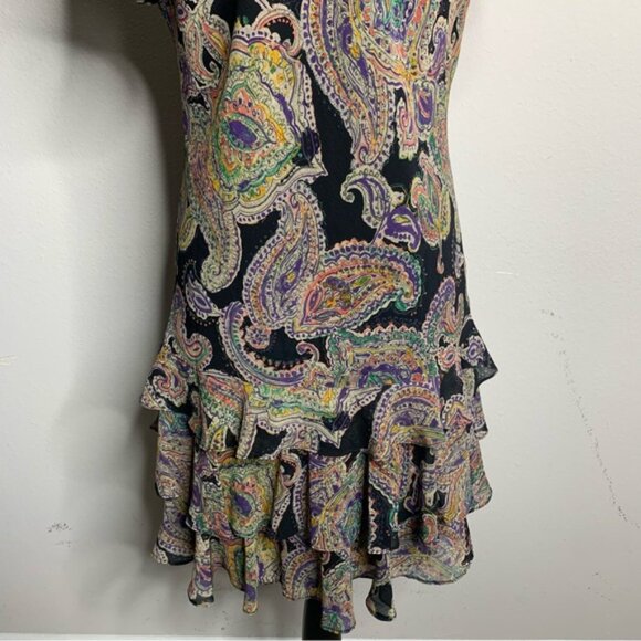 Lauren Ralph Lauren Paisley Crinkle Georgette Drop-Waist Mini Dress - Picture 10 of 13